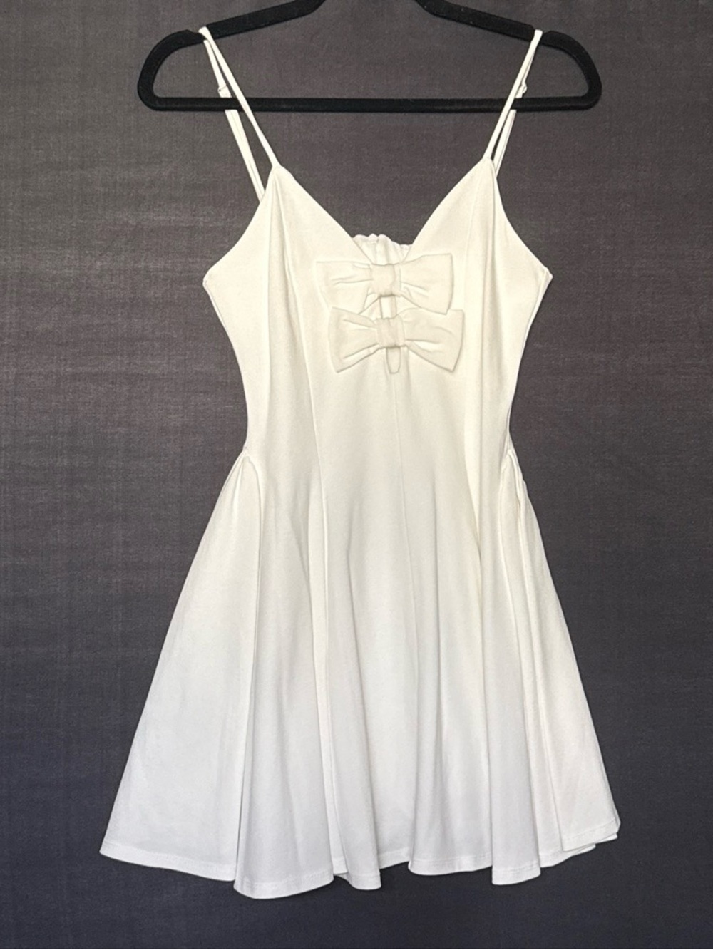 Altar'd State White Bow Front Spaghetti Strap Mini Dress